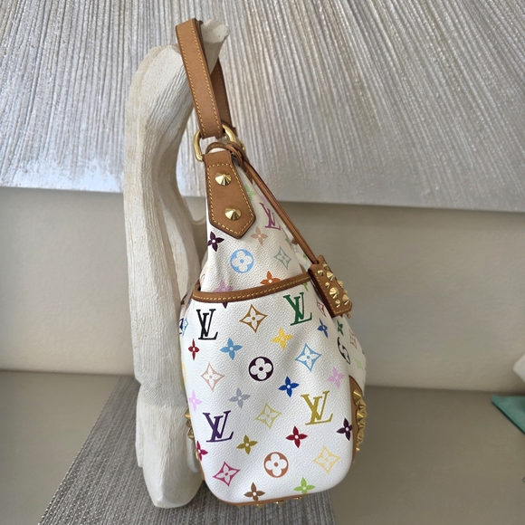 ♥RARE Louis Vuitton White Murakami Multicolor Monogram Gold Studded Shoulder Bag - Picture 4 of 16